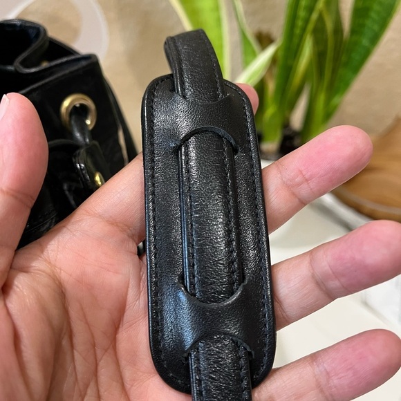 MCM VINTAGE MINI DRAWSTRING BUCKET BLACK LEATHER BAG - Picture 7 of 13